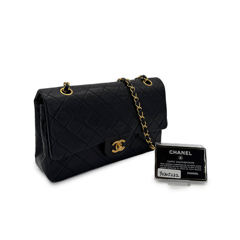 CHANEL VINTAGE CLASSIC FLAP MEDIUM CHAIN SHOULDER BAG BLACK LAMB SKIN 90305232