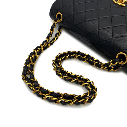 CHANEL VINTAGE CLASSIC FLAP SMALL CHAIN SHOULDER BAG BLACK LAMB SKIN 90305233
