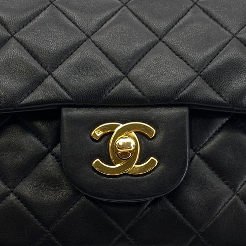 CHANEL VINTAGE CLASSIC FLAP SMALL CHAIN SHOULDER BAG BLACK LAMB SKIN 90305233