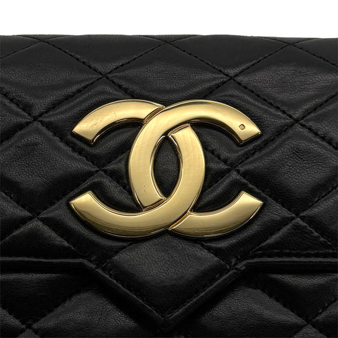 CHANEL VINTAGE MATELASSE BIG COCO CHAIN SHOULDER BAG BLACK LAMB SKIN 90305235 - PURPOSE