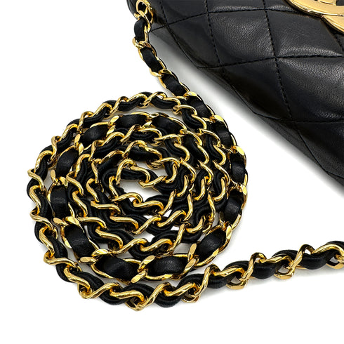 CHANEL VINTAGE MATELASSE BIG COCO CHAIN SHOULDER BAG BLACK LAMB SKIN 90305235 - PURPOSE