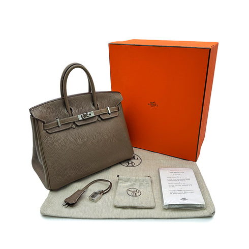 HERMES BIRKIN 25 ETOUPE TOGO HAND BAG □N PHW 90305237