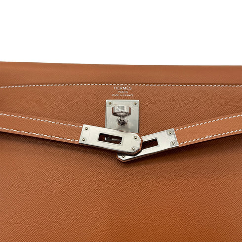 HERMES KELLY ELAN GOLD VEAU MADAME CLUTCH SHOULDER BAG W PHW 90305239