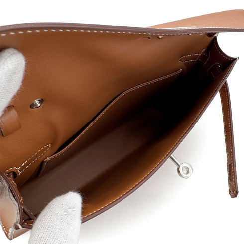 HERMES KELLY ELAN GOLD VEAU MADAME CLUTCH SHOULDER BAG W PHW 90305239