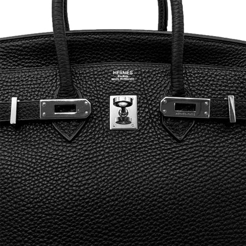 HERMES BIRKIN 25 BLACK TOGO HAND BAG □I PHW 90305241