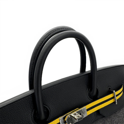 HERMES HAUT A COURROIES 40 BLACK TOGO FELT HAND BAG W PHW 90305242