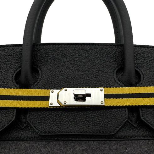 HERMES HAUT A COURROIES 40 BLACK TOGO FELT HAND BAG W PHW 90305242
