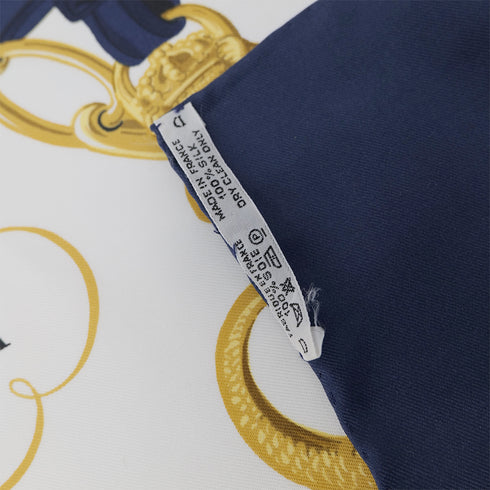 HERMES CARRE 90 BRIDES DE GALA SCARF SILK NAVY WHITE 90305245