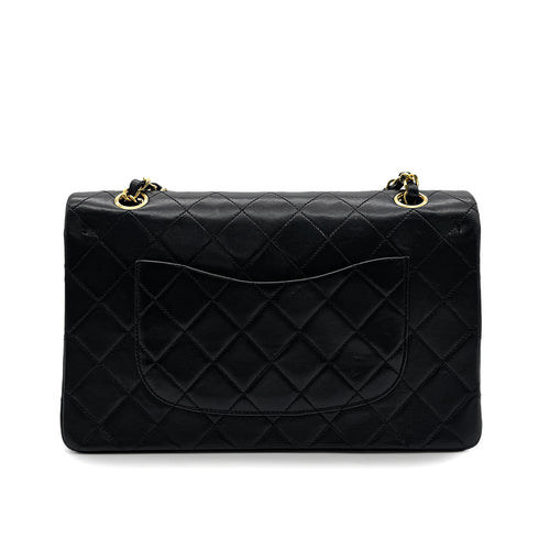 CHANEL VINTAGE CLASSIC FLAP MEDIUM CHAIN SHOULDER BAG BLACK LAMB SKIN 90305376