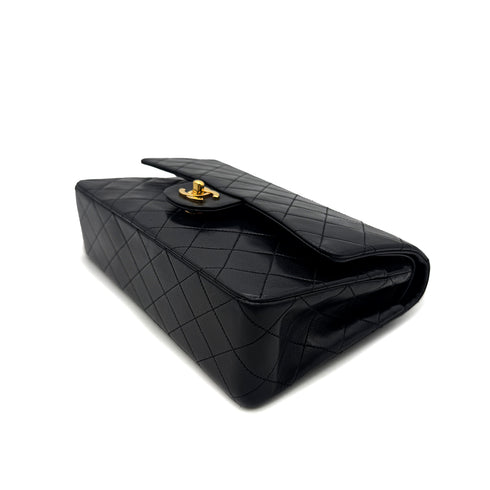 CHANEL VINTAGE CLASSIC FLAP MEDIUM CHAIN SHOULDER BAG BLACK LAMB SKIN 90305376