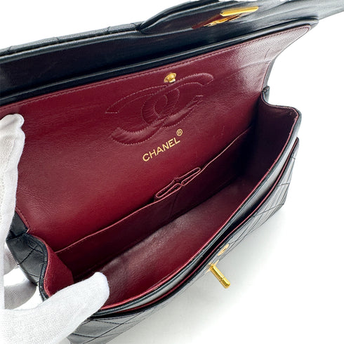 CHANEL VINTAGE CLASSIC FLAP MEDIUM CHAIN SHOULDER BAG BLACK LAMB SKIN 90305376