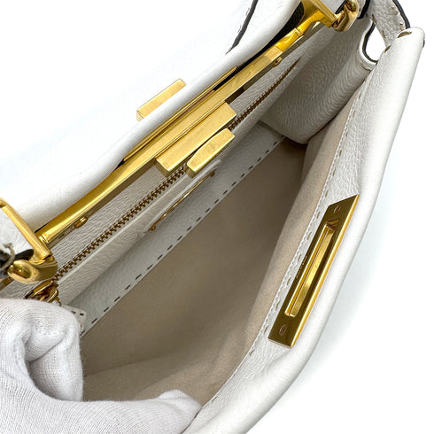 FENDI PEEKABOO REGULAR SELLERIA HAND SHOULDER BAG LEATHER WHITE 8BN290 90305461