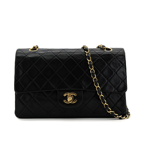 CHANEL VINTAGE CLASSIC FLAP MEDIUM CHAIN SHOULDER BAG BLACK LAMB SKIN 90305464 - PURPOSE