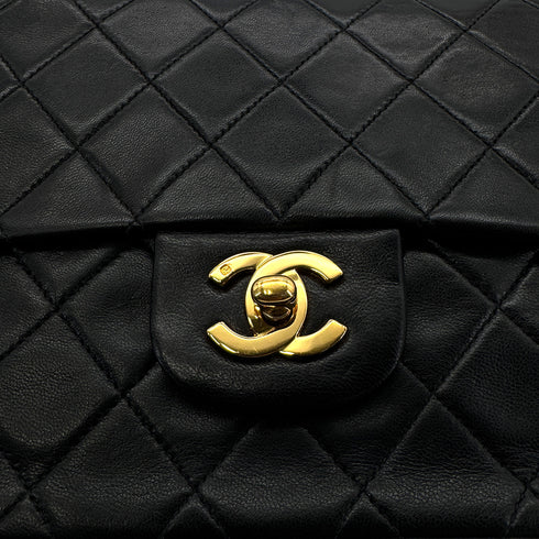 CHANEL VINTAGE CLASSIC FLAP MEDIUM CHAIN SHOULDER BAG BLACK LAMB SKIN 90305464 - PURPOSE