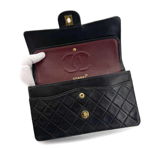 CHANEL VINTAGE CLASSIC FLAP MEDIUM CHAIN SHOULDER BAG BLACK LAMB SKIN 90305464 - PURPOSE