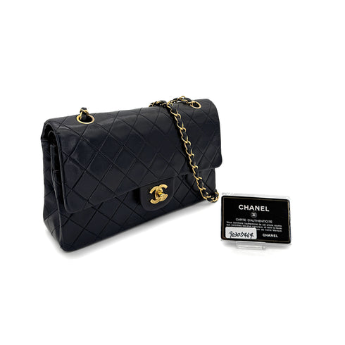 CHANEL VINTAGE CLASSIC FLAP MEDIUM CHAIN SHOULDER BAG BLACK LAMB SKIN 90305464 - PURPOSE