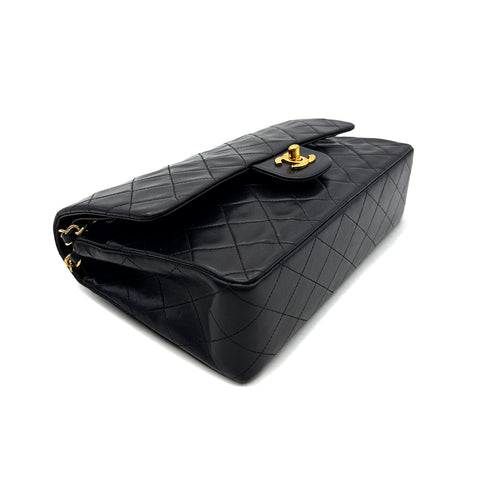 CHANEL VINTAGE CLASSIC FLAP MEDIUM CHAIN SHOULDER BAG BLACK LAMB SKIN 90305467 - PURPOSE
