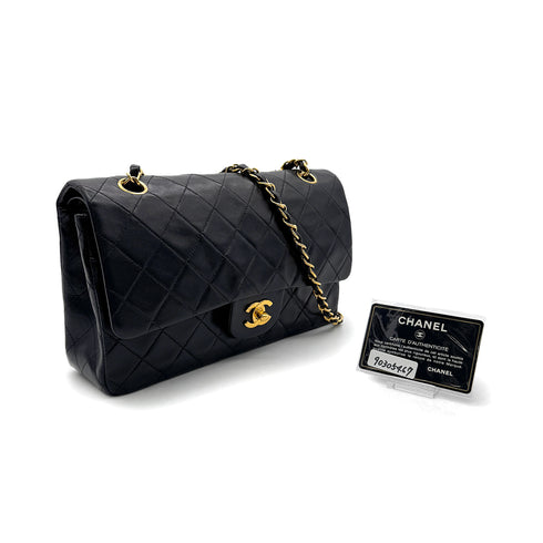 CHANEL VINTAGE CLASSIC FLAP MEDIUM CHAIN SHOULDER BAG BLACK LAMB SKIN 90305467 - PURPOSE