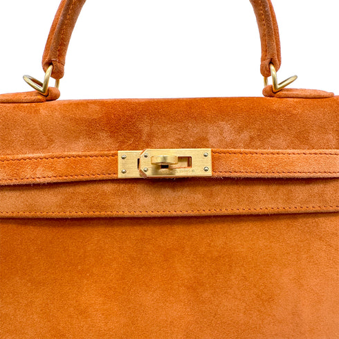 HERMES KELLY 25 SELLIER ORANGE DOBLIS HAND SHOULDER BAG □J GHW 90305470