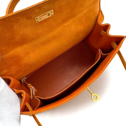 HERMES KELLY 25 SELLIER ORANGE DOBLIS HAND SHOULDER BAG □J GHW 90305470