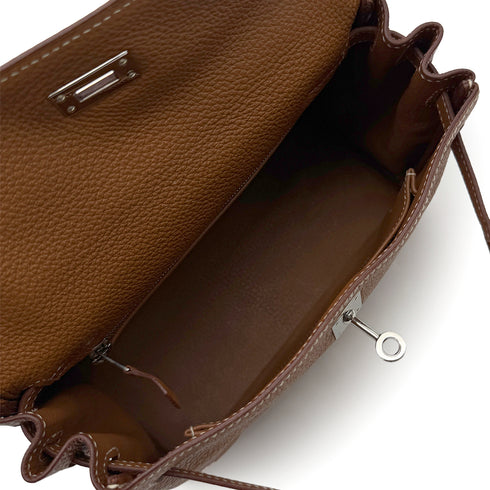 HERMES KELLY 25 RETOURNE GOLD TOGO HAND SHOULDER BAG □M PHW 90305881