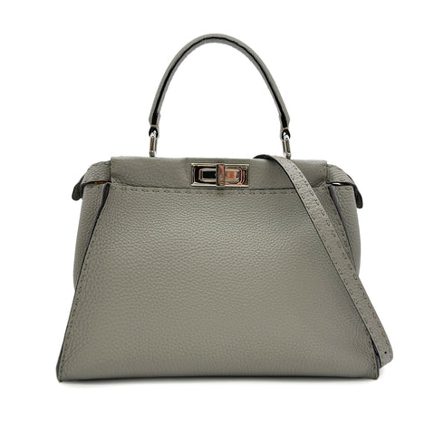 FENDI PEEKABOO REGULAR SELLERIA HAND SHOULDER BAG LEATHER GRAY 8BN226 90305473