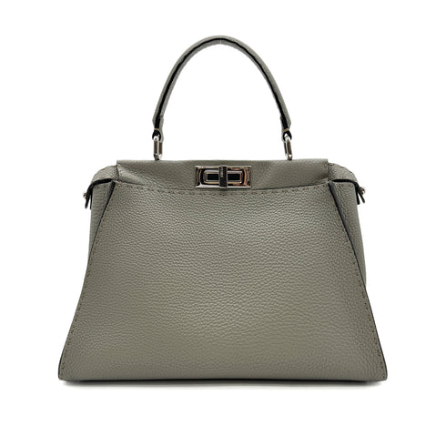 FENDI PEEKABOO REGULAR SELLERIA HAND SHOULDER BAG LEATHER GRAY 8BN226 90305473