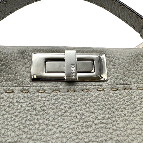FENDI PEEKABOO REGULAR SELLERIA HAND SHOULDER BAG LEATHER GRAY 8BN226 90305473