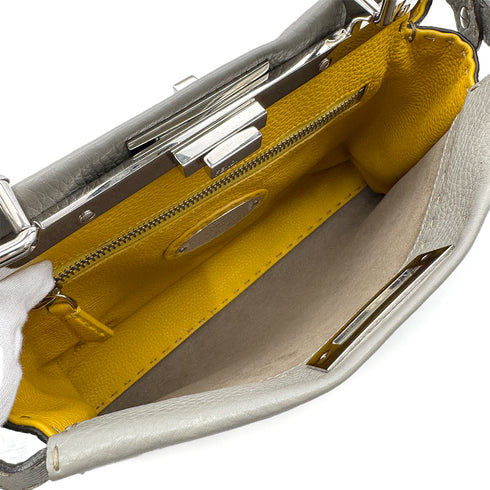 FENDI PEEKABOO REGULAR SELLERIA HAND SHOULDER BAG LEATHER GRAY 8BN226 90305473