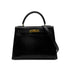 HERMES KELLY 28 SELLIER BLACK BOXCALF HAND SHOULDER BAG 〇U GHW 90306558 - PURPOSE