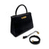 HERMES KELLY 28 SELLIER BLACK BOXCALF HAND SHOULDER BAG 〇U GHW 90306558 - PURPOSE