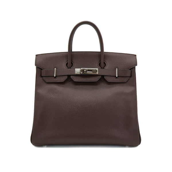 HERMES HAUT A COURROIES 28 CHOCOLAT EPSOM HAND BAG □J PHW 90305673 - PURPOSE