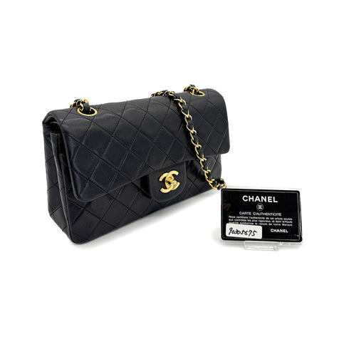 CHANEL VINTAGE CLASSIC FLAP SMALL CHAIN SHOULDER BAG BLACK LAMB SKIN 90305675 - PURPOSE