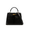 HERMES KELLY 25 SELLIER DARK BROWN POROSUS CROCODILE HAND SHOULDER BAG □C GHW 90305676