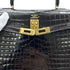 HERMES KELLY 25 SELLIER DARK BROWN POROSUS CROCODILE HAND SHOULDER BAG □C GHW 90305676