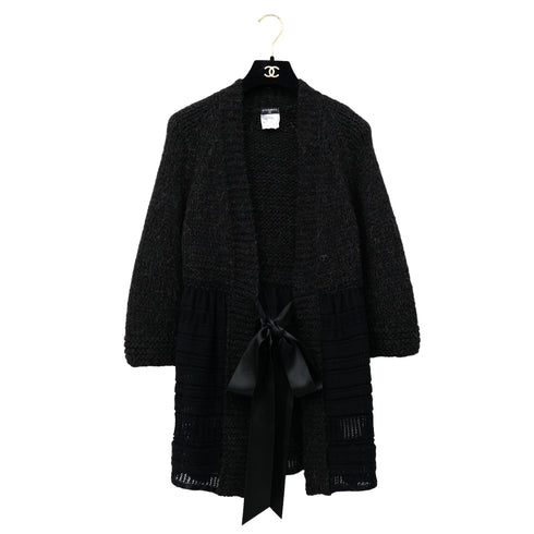 CHANEL VINTAGE COCO BUTTON RACE KNIT CARDIGAN BLACK ALPACA 38 07A RTW 90305677