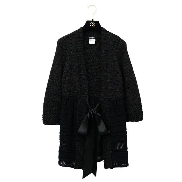 CHANEL VINTAGE COCO BUTTON RACE KNIT CARDIGAN BLACK ALPACA 38 07A RTW 90305677