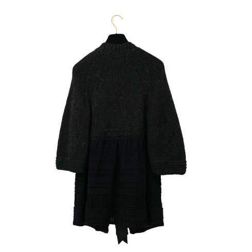 CHANEL VINTAGE COCO BUTTON RACE KNIT CARDIGAN BLACK ALPACA 38 07A RTW 90305677