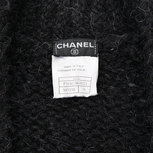 CHANEL VINTAGE COCO BUTTON RACE KNIT CARDIGAN BLACK ALPACA 38 07A RTW 90305677