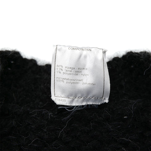 CHANEL VINTAGE COCO BUTTON RACE KNIT CARDIGAN BLACK ALPACA 38 07A RTW 90305677