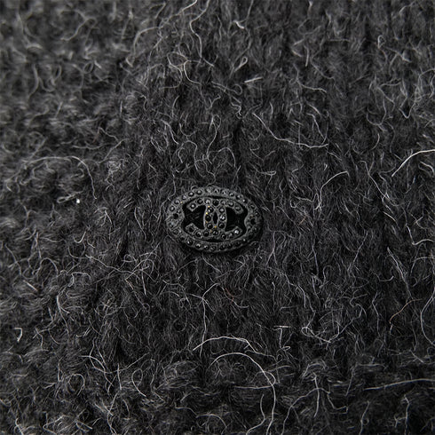 CHANEL VINTAGE COCO BUTTON RACE KNIT CARDIGAN BLACK ALPACA 38 07A RTW 90305677