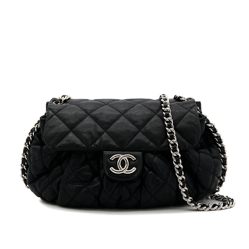 CHANEL MATELASSE COCOMARK ROUND CHAIN SHOULDER BAG BLACK LEATHER 90305895 - PURPOSE