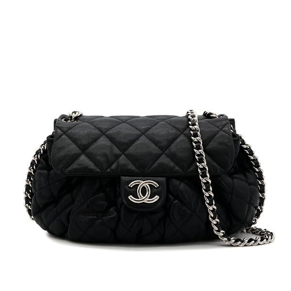 CHANEL MATELASSE COCOMARK ROUND CHAIN SHOULDER BAG BLACK LEATHER 90305895 - PURPOSE