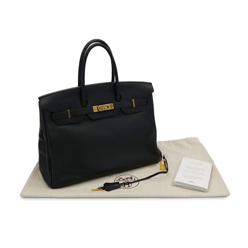 HERMES BIRKIN 35 BLACK TAURILLON CLEMENCE HAND BAG □K GHW 90305897 - PURPOSE