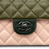 CHANEL CLASSIC FLAP MEDIUM CHAIN SHOULDER BAG TRICOLOR KAHKI PINK DARK GREEN LAMB SKIN 90305898