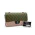 CHANEL CLASSIC FLAP MEDIUM CHAIN SHOULDER BAG TRICOLOR KAHKI PINK DARK GREEN LAMB SKIN 90305898