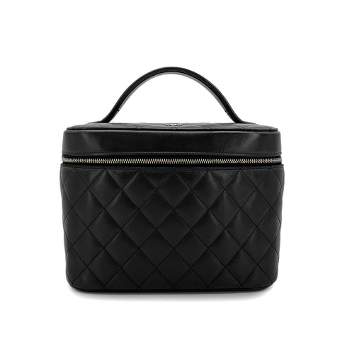 CHANEL MATELASSE VANITY HAND BAG BLACK LAMB SKIN 90305899
