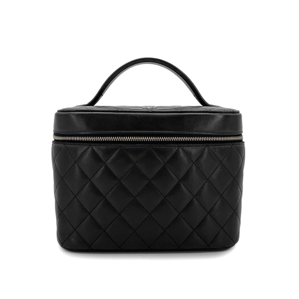CHANEL MATELASSE VANITY HAND BAG BLACK LAMB SKIN 90305899