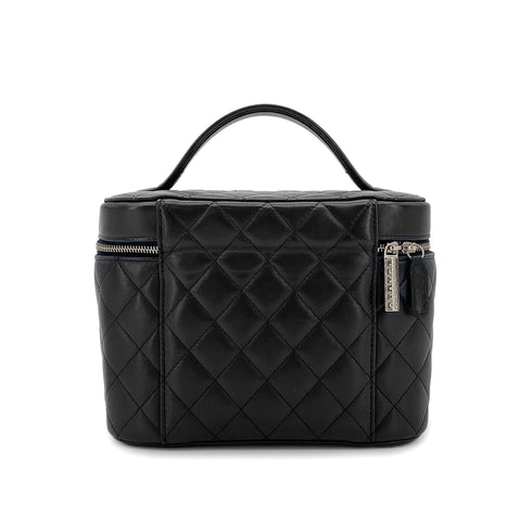 CHANEL MATELASSE VANITY HAND BAG BLACK LAMB SKIN 90305899