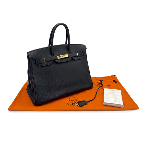 HERMES BIRKIN 35 BLACK TOGO HAND BAG □K GHW 90305900 - PURPOSE